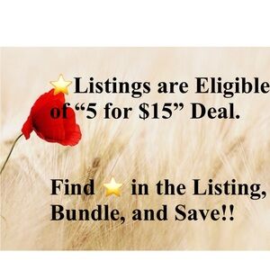 Items with ⭐️ Sign is Eligible for Bundle Deal of “5 for $15”